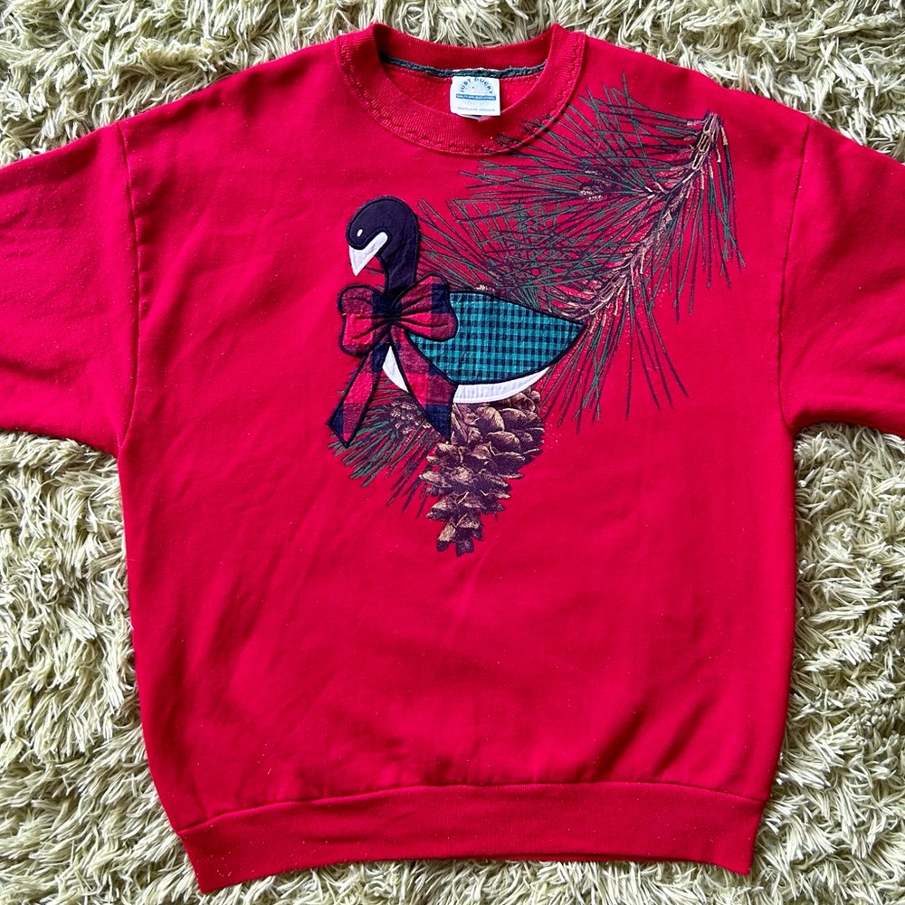 Vintage Red Holiday Patchwork Sweatshirt